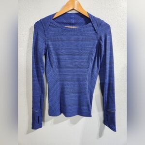 Lululemon Kanto Catch Me Long Sleeve in the Kanto Stripe Sapphire Blue Black 4